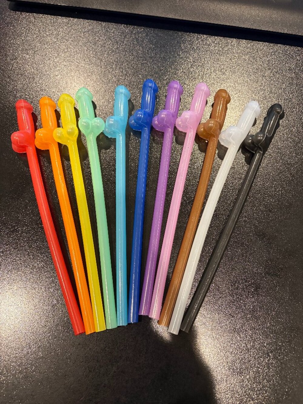 Pack of 11 Multicolor Reusable Plastic Naughty Penis Straws Bachelorette Party